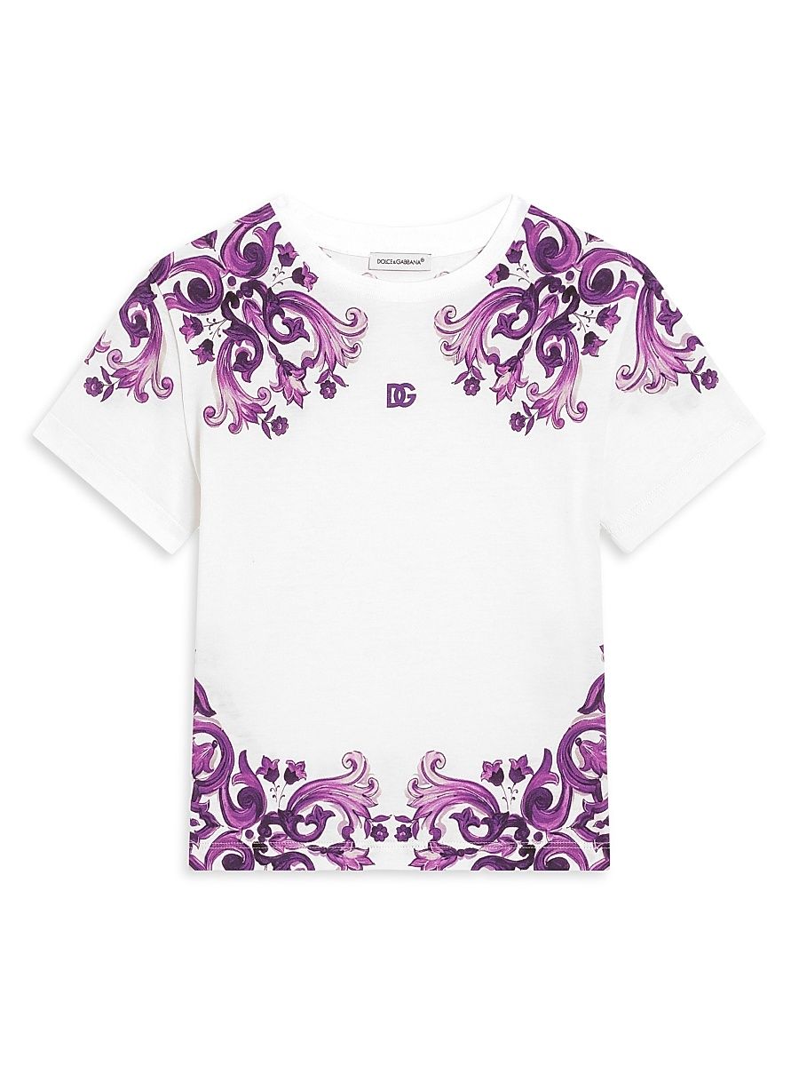 Little Girl's & Girl's Ornate Print Cotton T-Shirt - Violet - Size 12