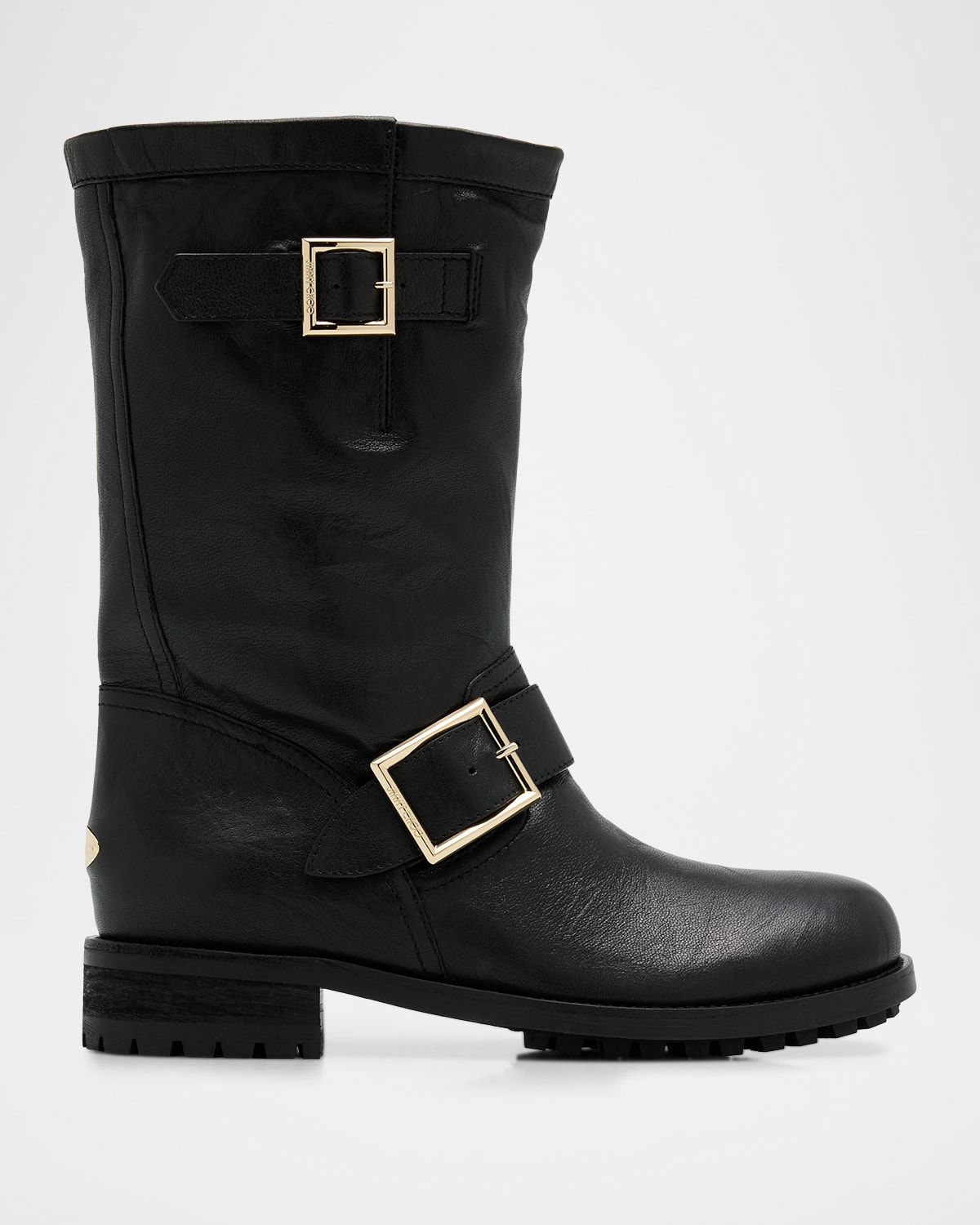 Biker Mid Leather Mid-Calf Boots