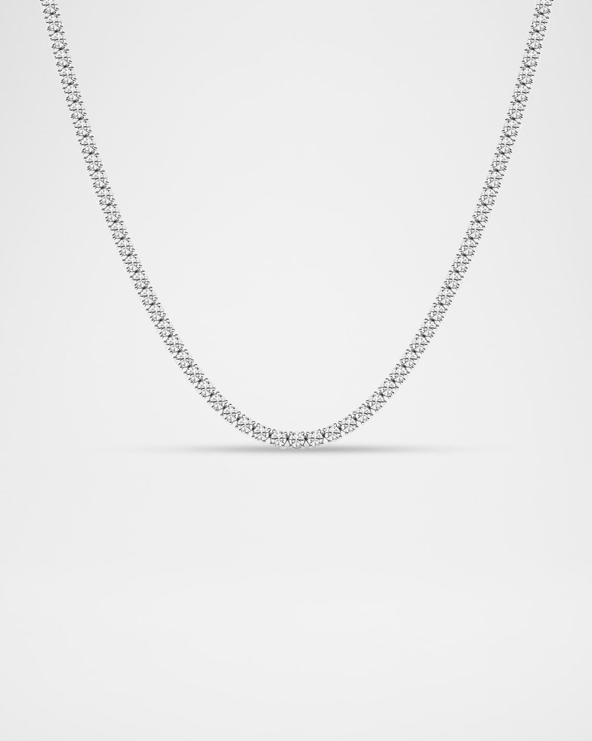 Lab Grown Diamond 18K White Gold Round Line Necklace, 16"L, 10ctw