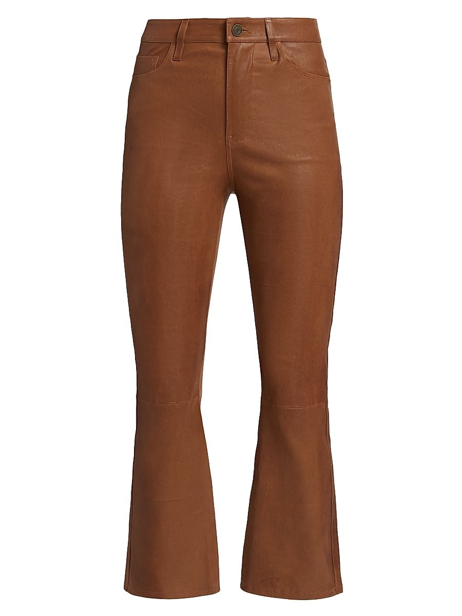 Women's Le Crop Leather Mini Boot Pants - Tobacco - Size 30