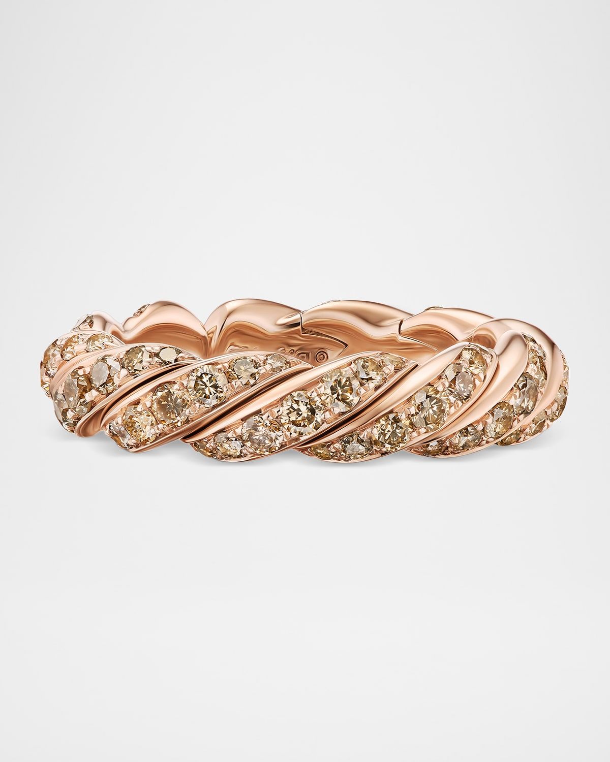 Sculpted Cable Flex Band Ring with Diamonds in 18K Gold