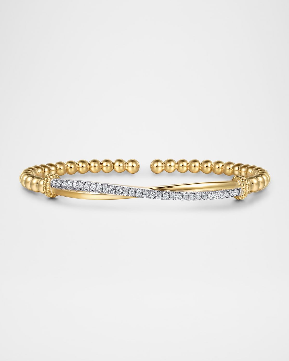 14K Yellow Gold Bujukan and Diamond Twist Split Bangle Bracelet