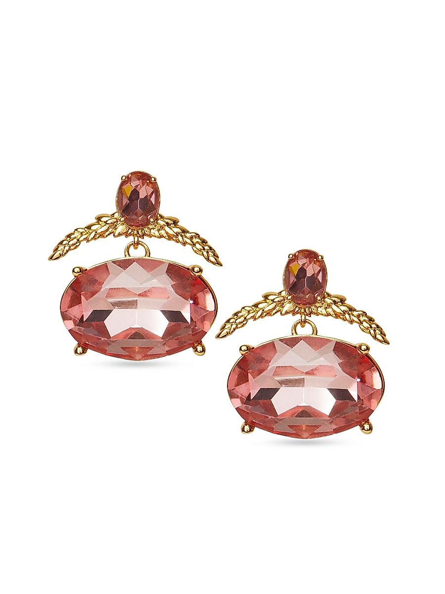 Women's Giltwood & Crystal Drop Earrings - Rose Blush