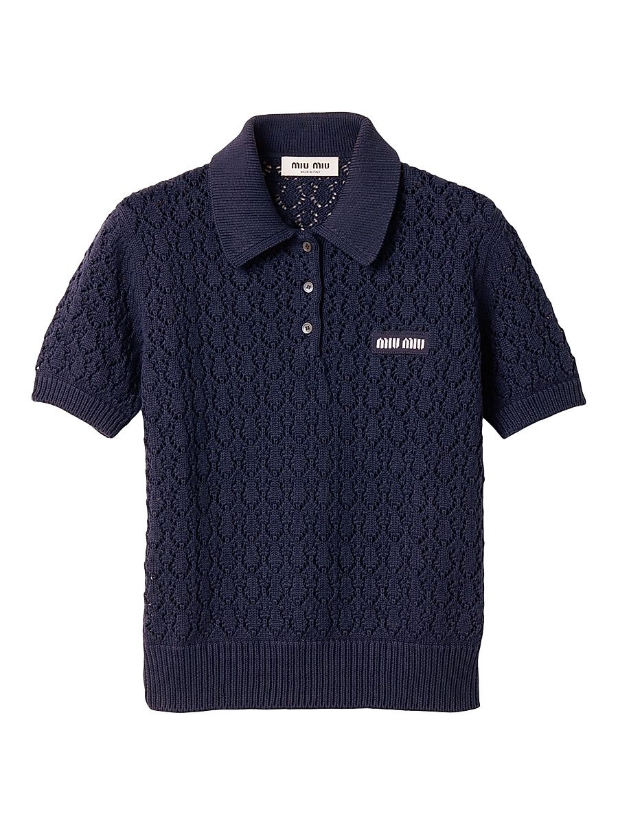 Women's Cotton Polo Shirt - Dark Blue - Size 6