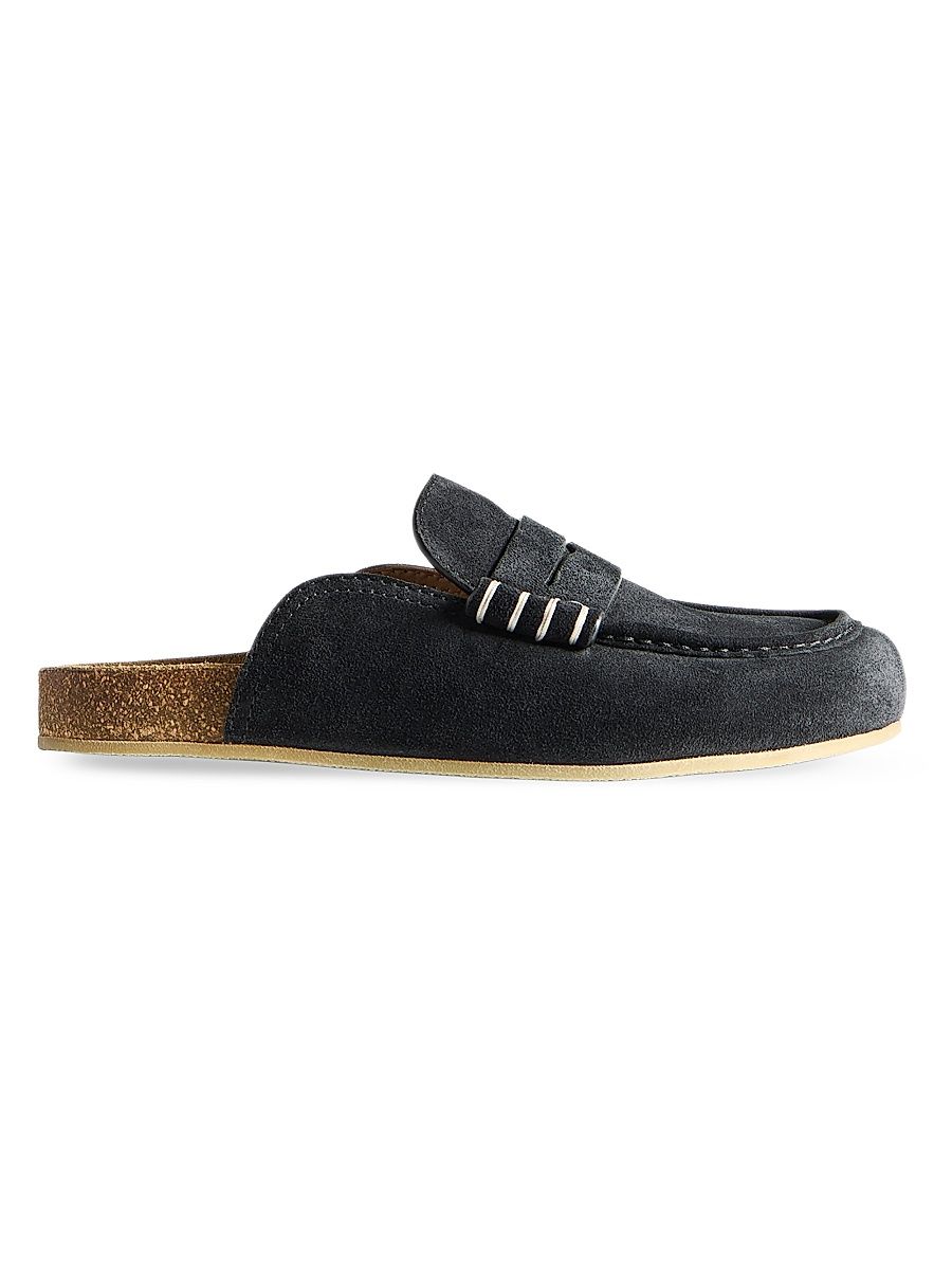 Women's Stitch Suede Penny Loafer Mules - Midnight - Size 7