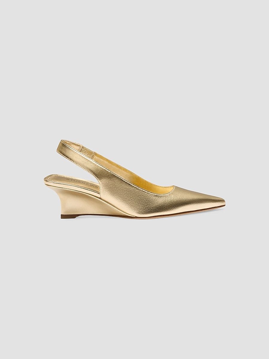 Women's Vinnie 50MM Leather Wedge Slingback Pumps - Light Gold - Size 11