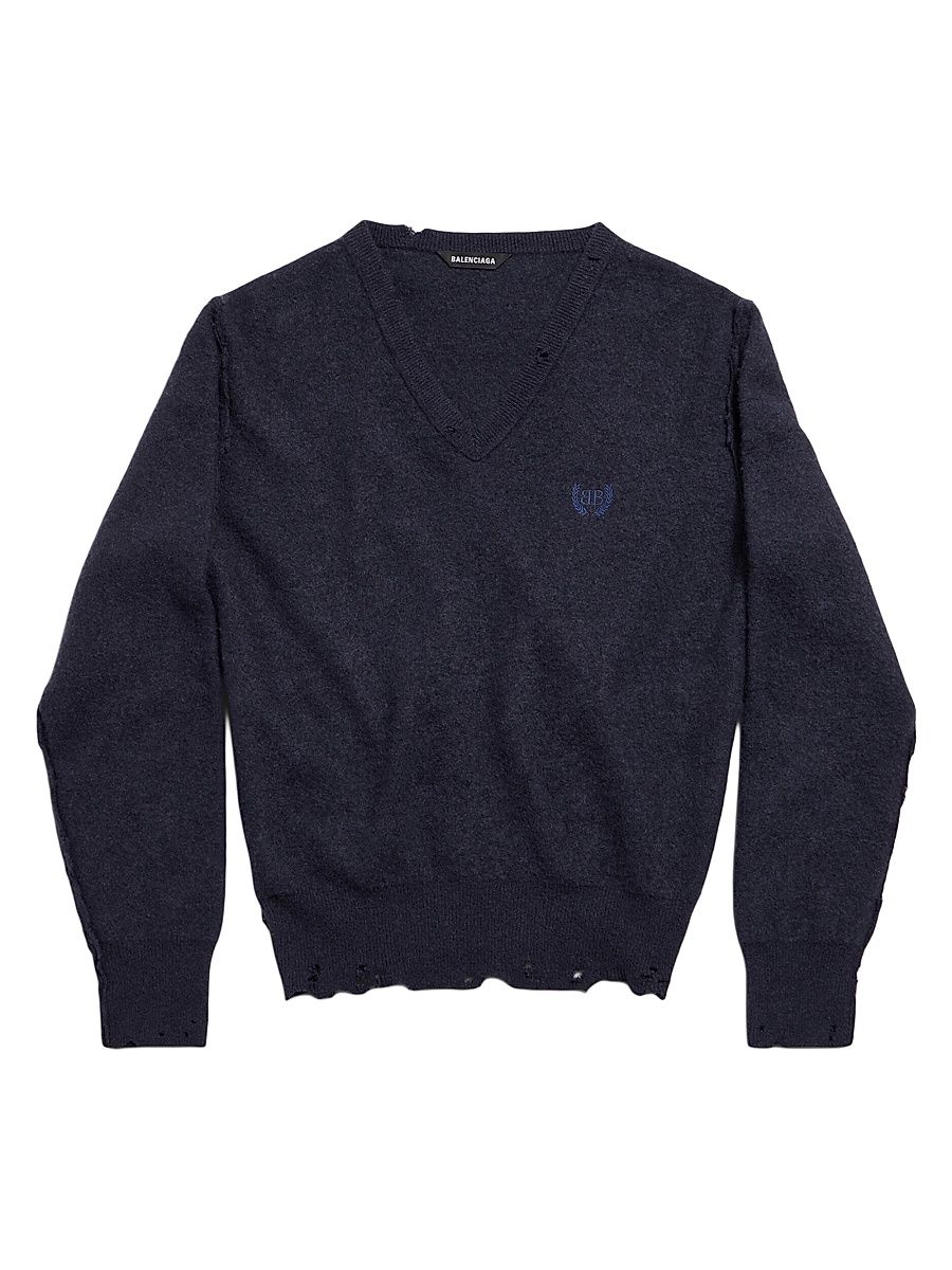 Women's Laurel Classic Inside-Out V-Neck Sweater - Navy - Size Large