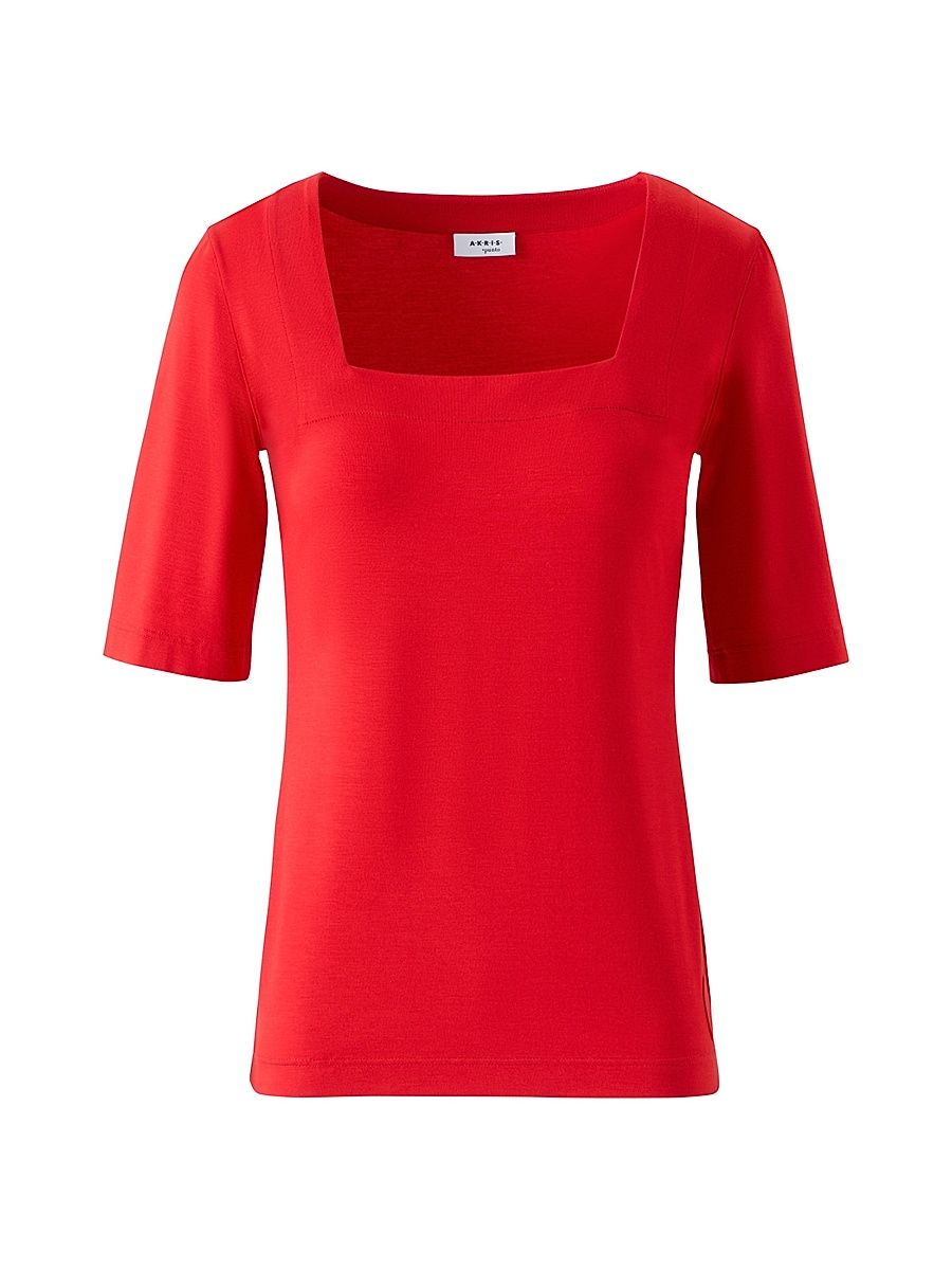 Women's Dot Appliqué Square Neck T-Shirt - Bright Red - Size 14