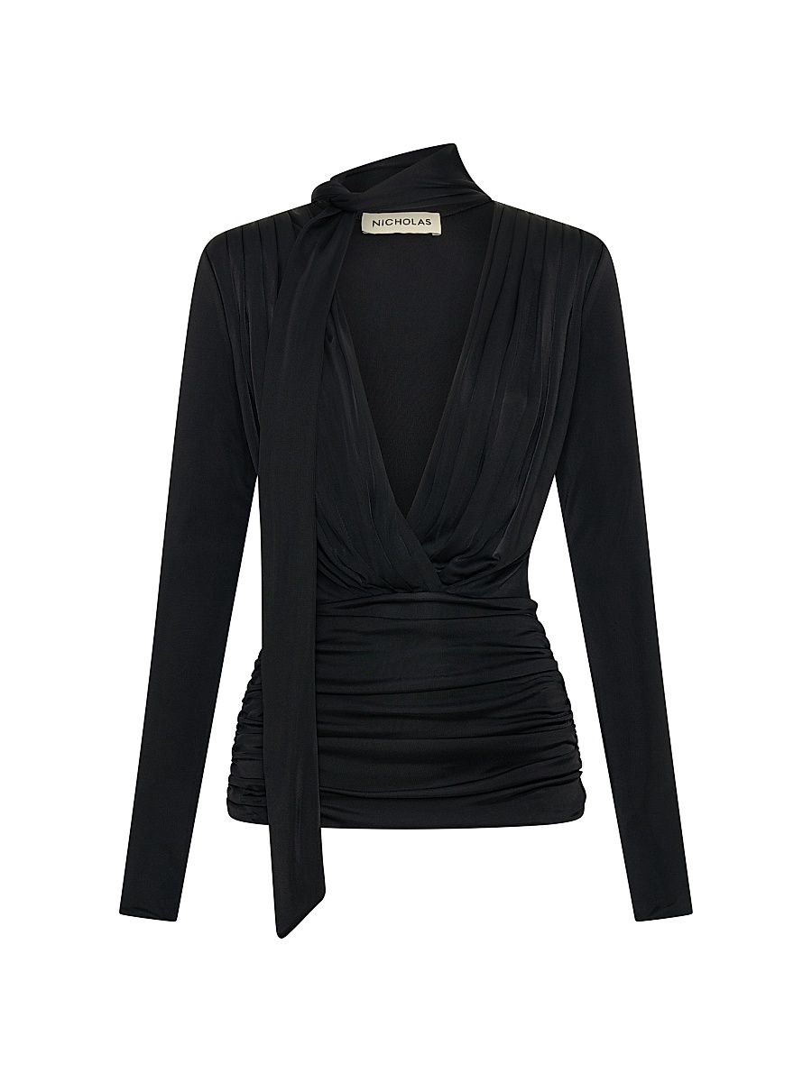 Women's Marina Scarf Draped Top - Black - Size 10