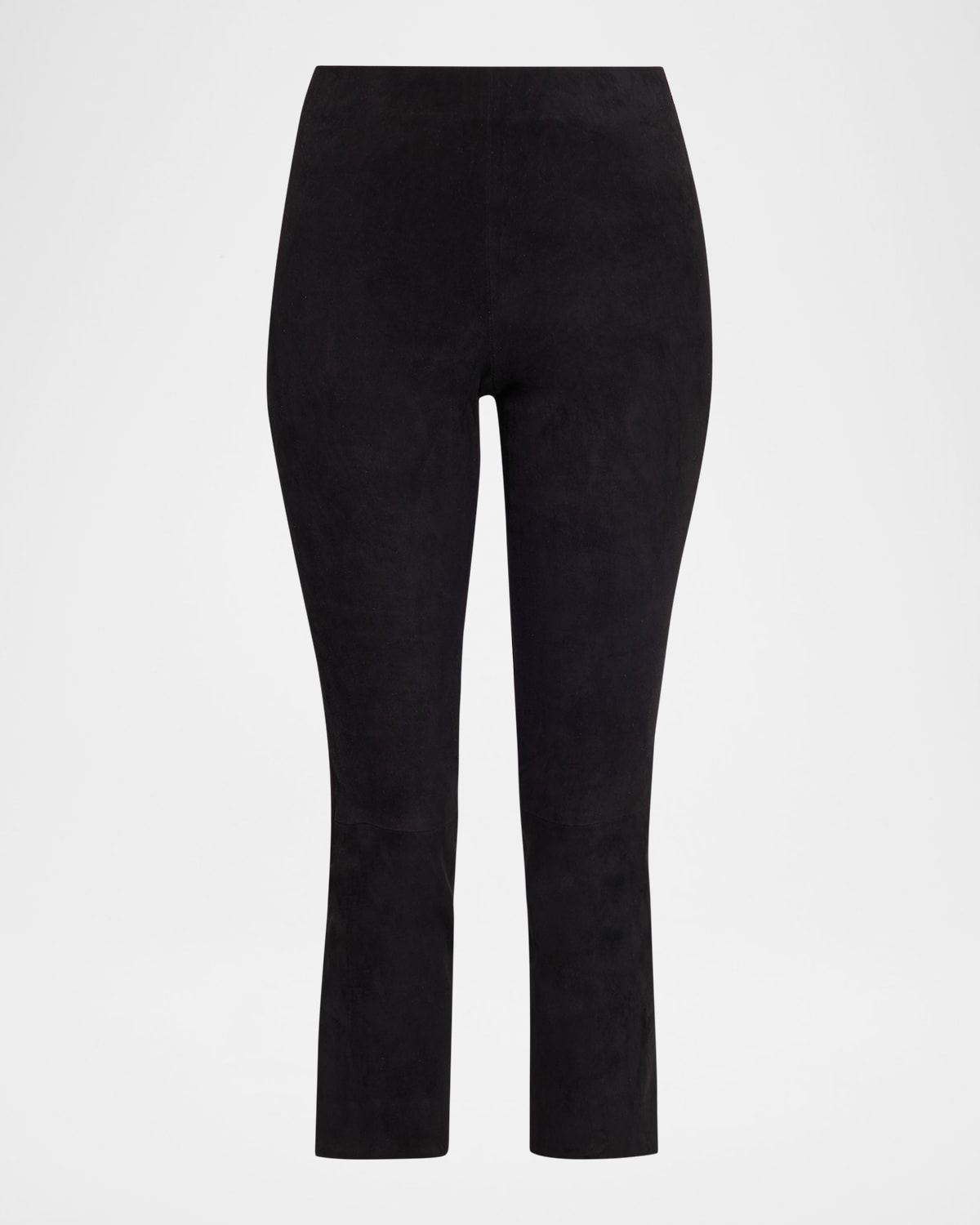 Stretch-Suede Split Hem Crop Pants
