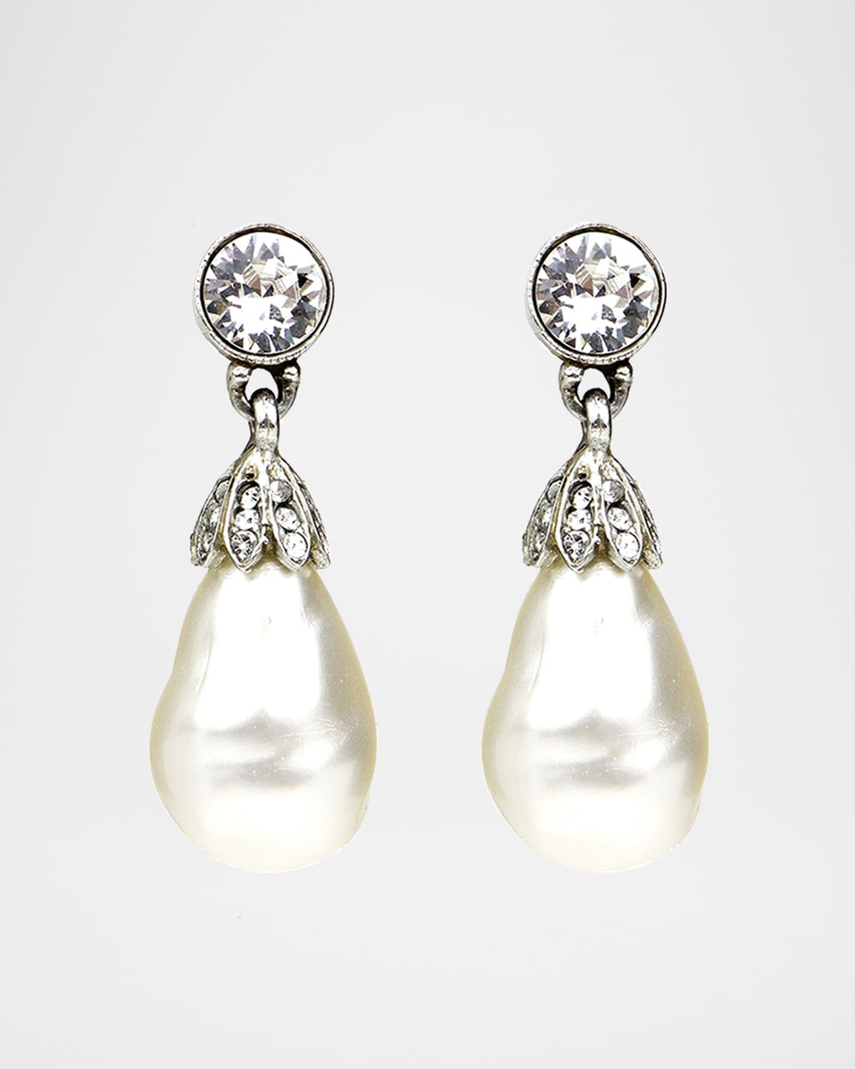 Baroque Glass-Pearl Crystal Drop Earrings