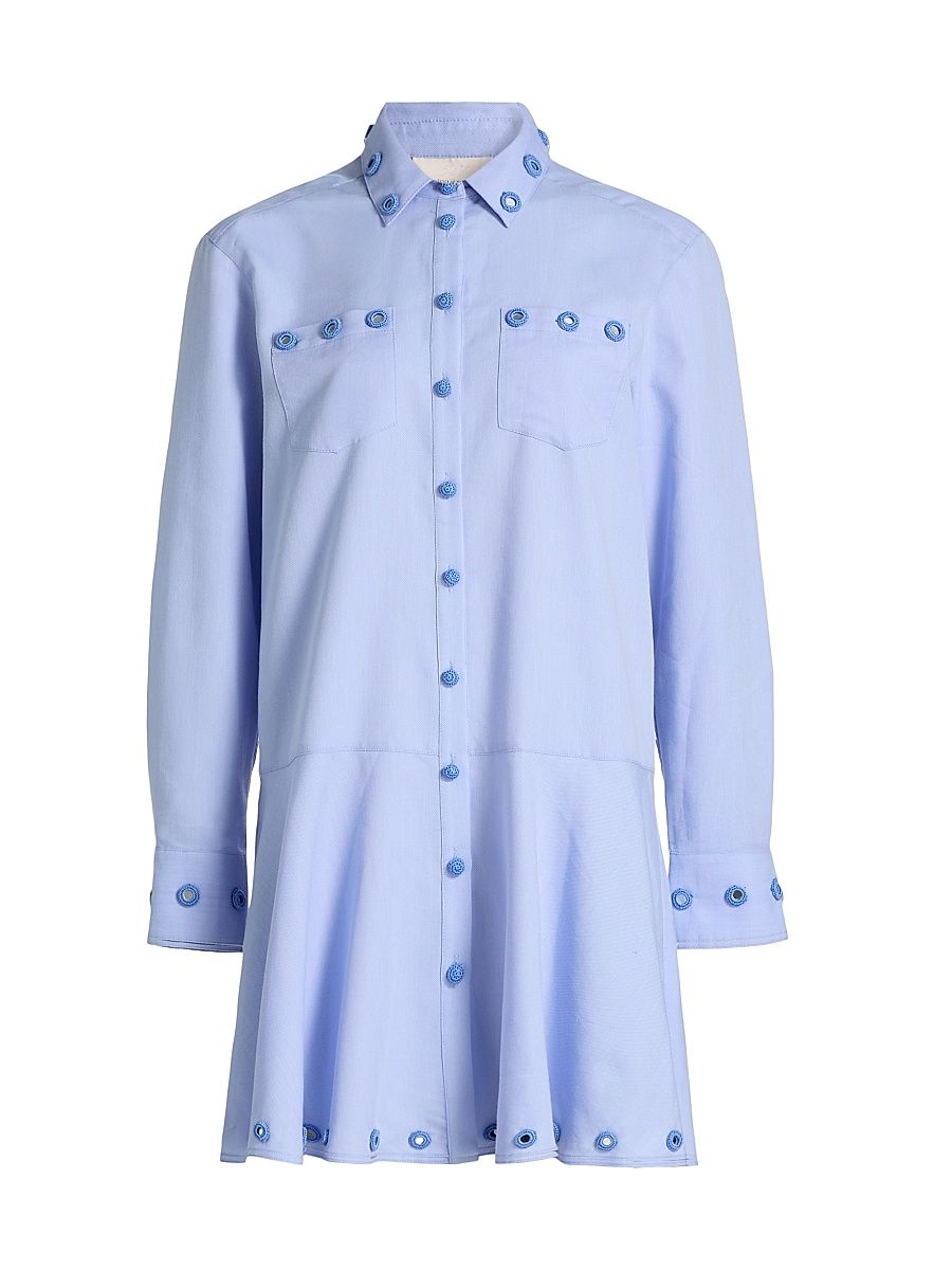 Women's Giulia Crochet Mirrors Mini Shirtdress - Rain Cloud - Size 00