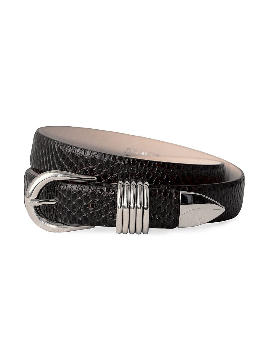 Women's Hollyhock Viper Leather Belt - Black Viper Silver - Size Large