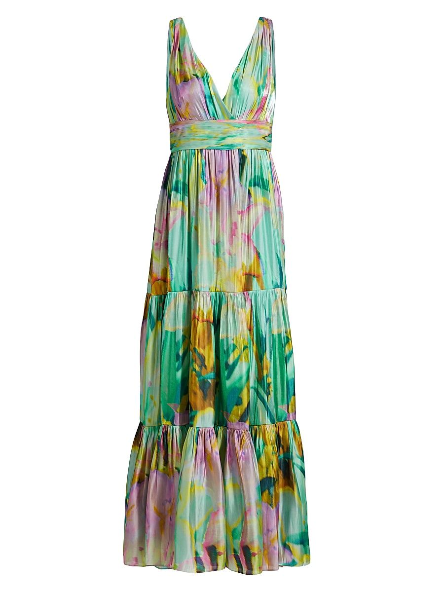 Women's Britt Metallic Printed Maxi Dress - Capri Multi - Size 16