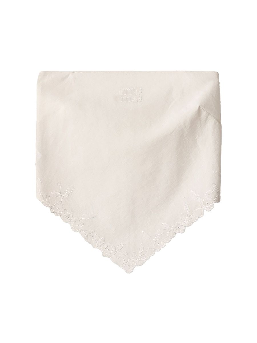 Women's Embroidered Slubbed Canvas Bandana Top - Beige - Size 8