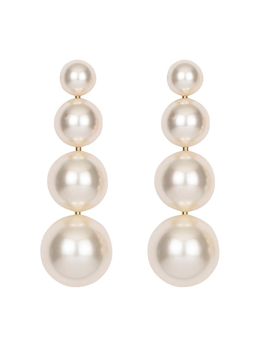 Women's Palma 18K-Gold-Plated & Imitation Pearl Drop Earrings - White