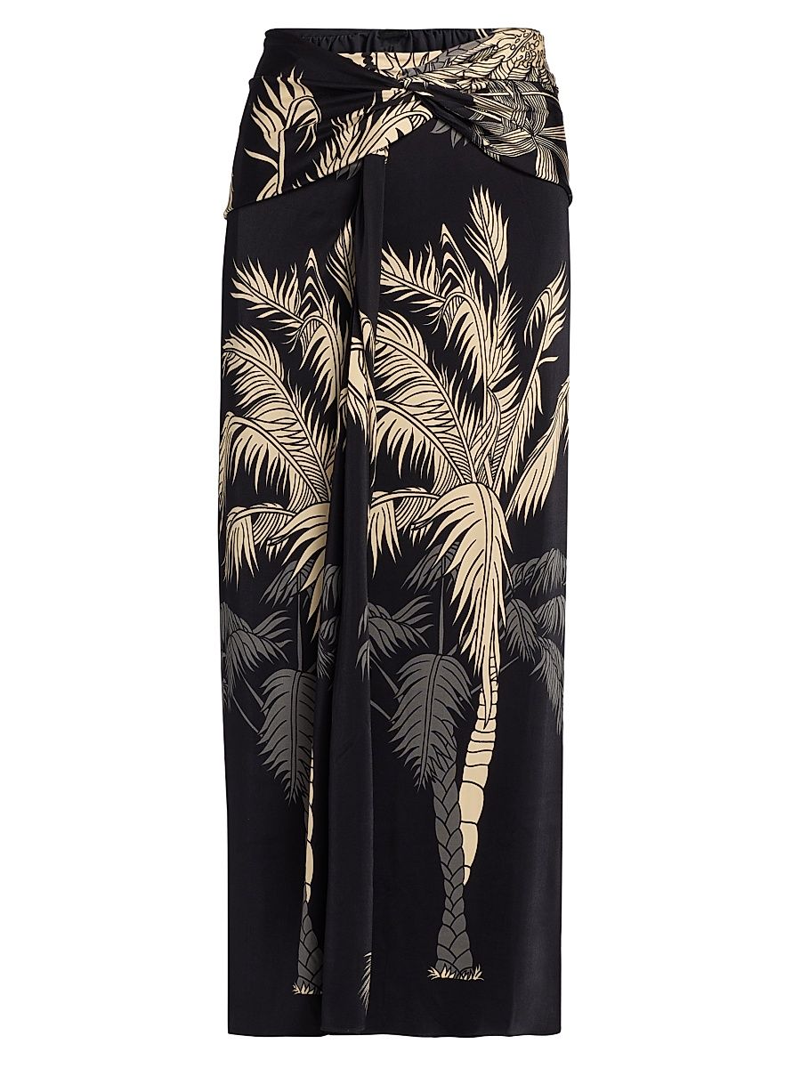 Women's Candelaria Tropical Maxi Skirt - Black Ecru - Size 4