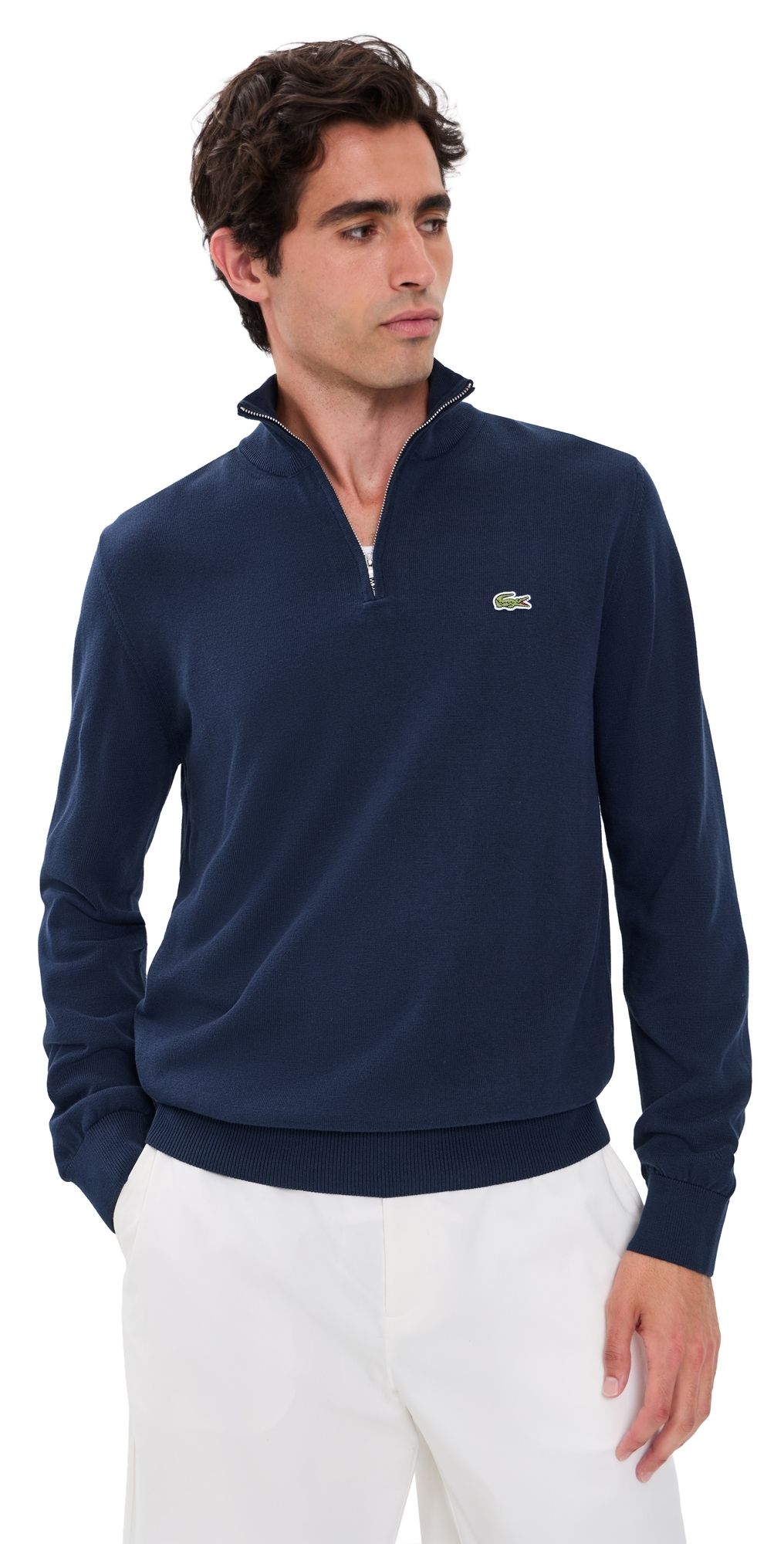 Lacoste Cotton Quarter Zip Sweater Navy XXL