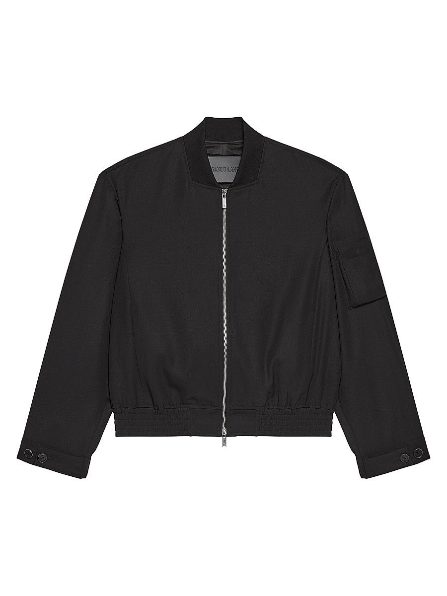 Men's HL001 Wool Gabardine Bomber Jacket - Black - Size XL