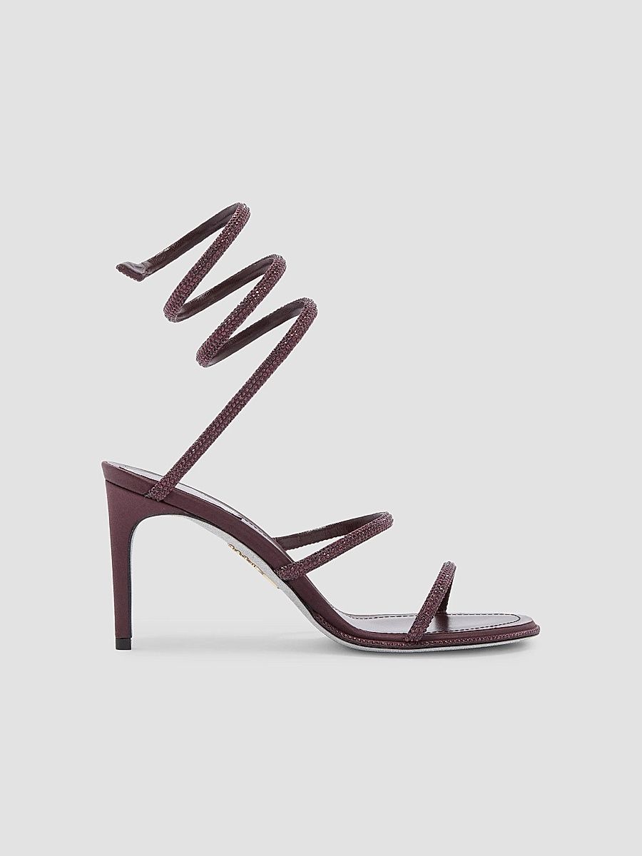 Women's Cleo 105MM Satin Sandals - Fondant Burgundy - Size 11