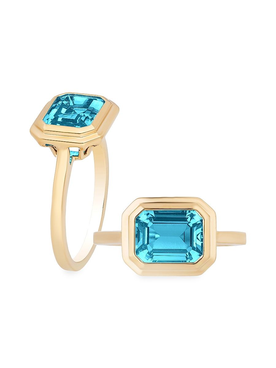 Women's Manhattan 18K Yellow Gold & Blue Topaz Ring - Blue - Size 7