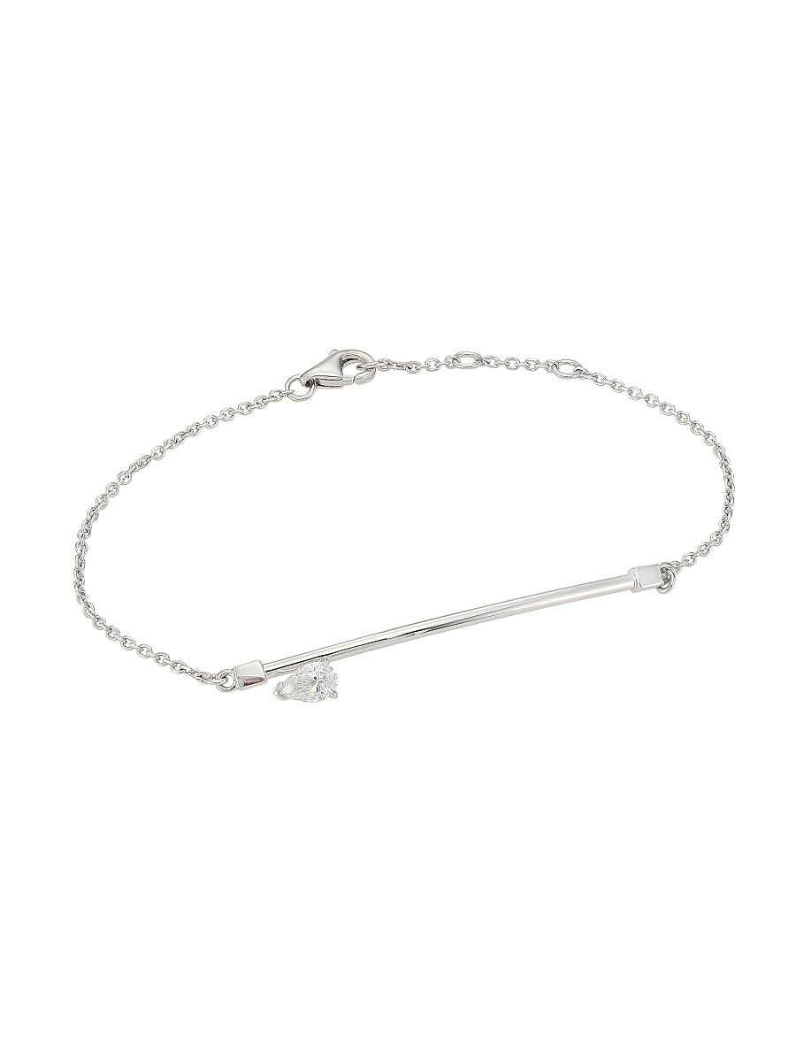 Women's Serti Sur Vide 18K White Gold & Diamond Chain Bracelet - White Gold - Size Medium