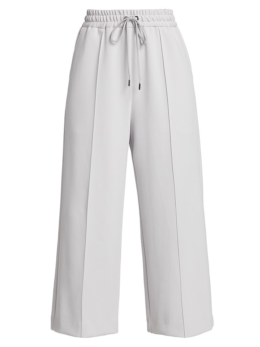 Women's Cropped Scuba Drawstring Pants - Light Grey - Size Large