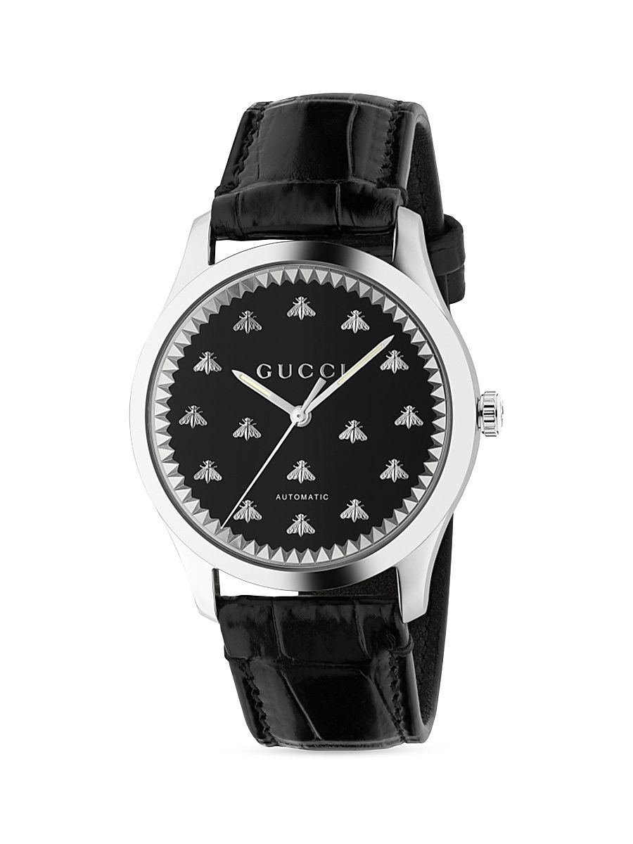 Men's G-Timeless Multibee Onyx Alligator Strap Watch - Black