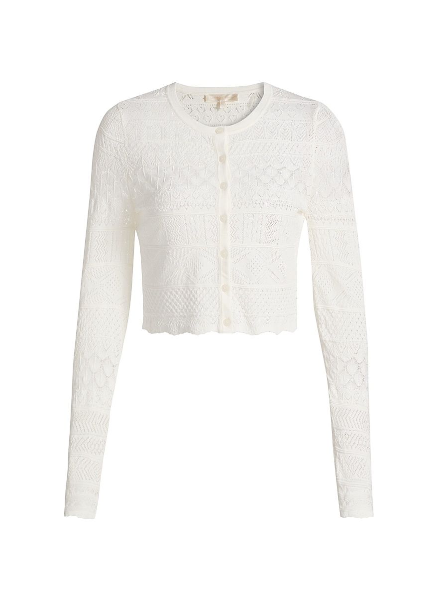 Women's Brigette Pointelle Knit Cardigan - Light Chai - Size XL