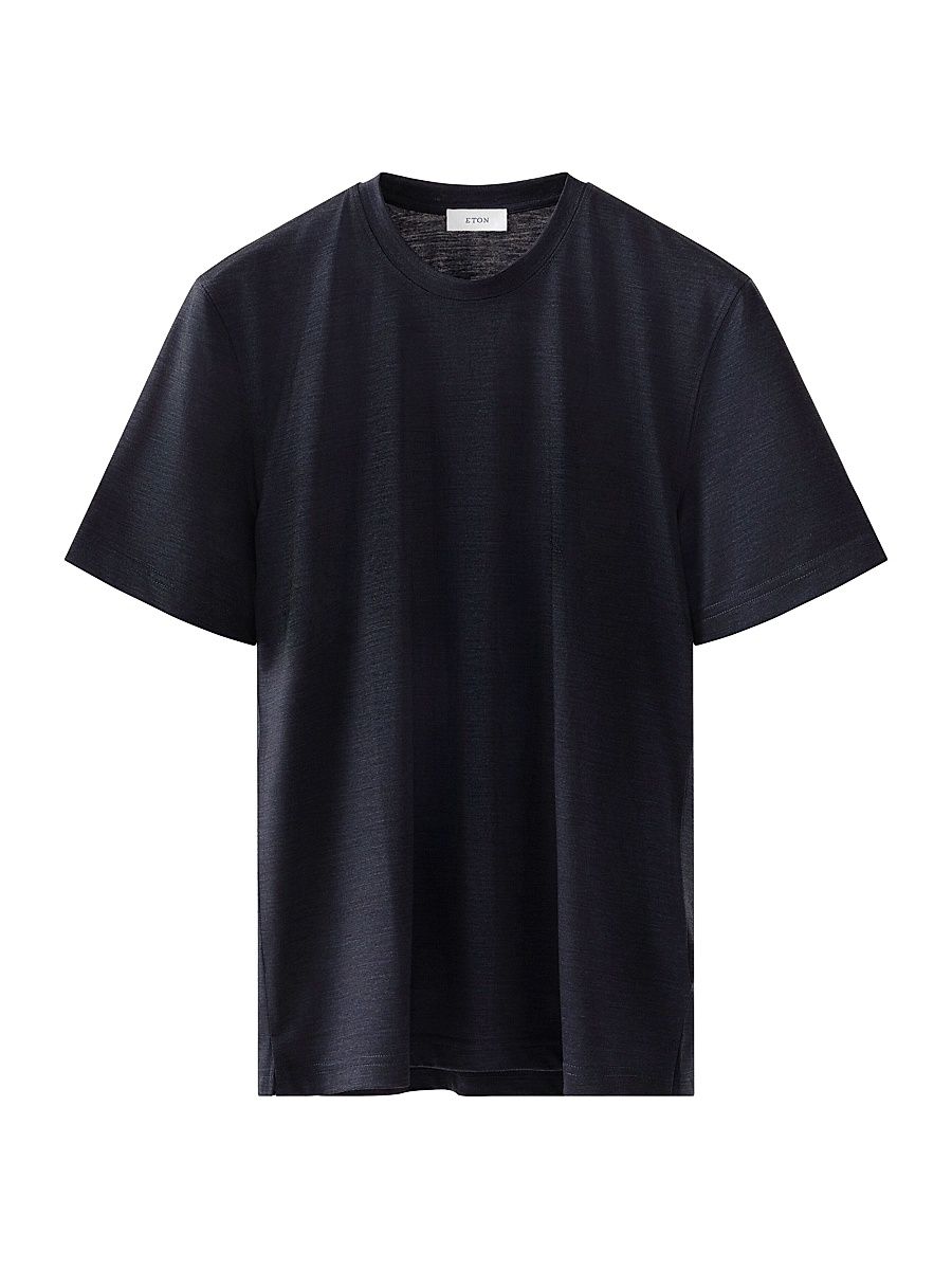Men's Merino Wool Knit T-Shirt - Navy - Size Medium