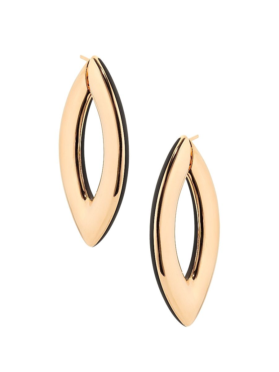 Women's Doppio Senso 18K Rose Gold & Jet Oval Hoop Earrings - Rose Gold