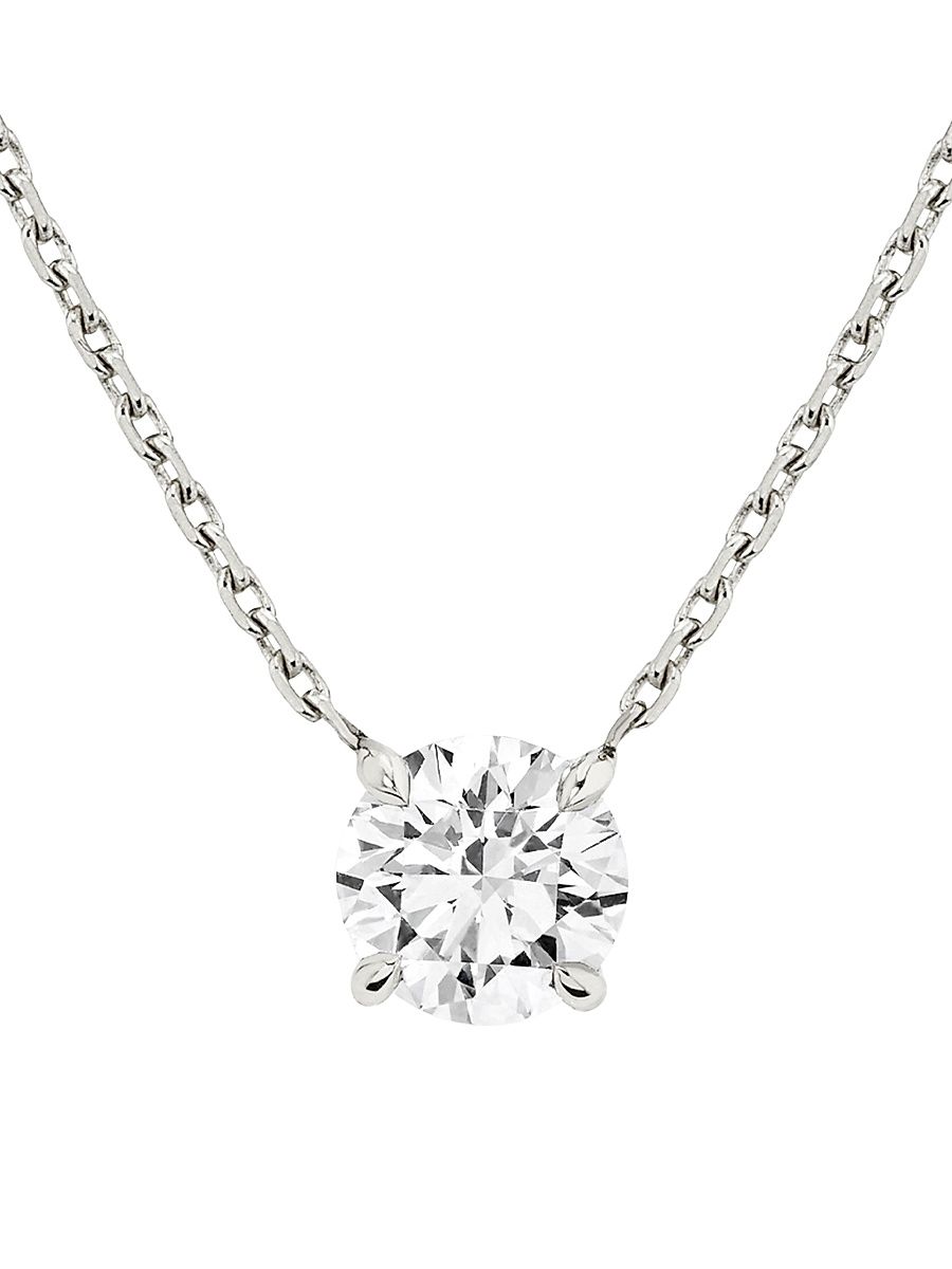 Women's Solitaire Classics 14K White Gold & 1.00 TCW Lab-Grown Diamond Brilliant Round Solitaire Necklace - White Gold