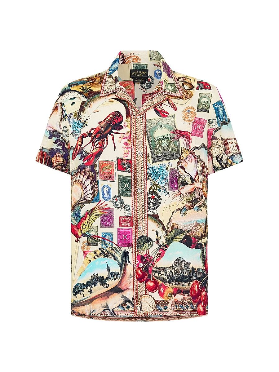 Men's Notes From The Road Printed Camp Shirt - Notes From The Road - Size Medium