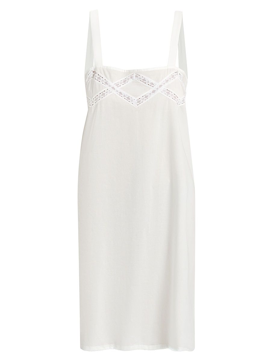 Women's Sun Ruffle Cotton Nightie - White - Size XL