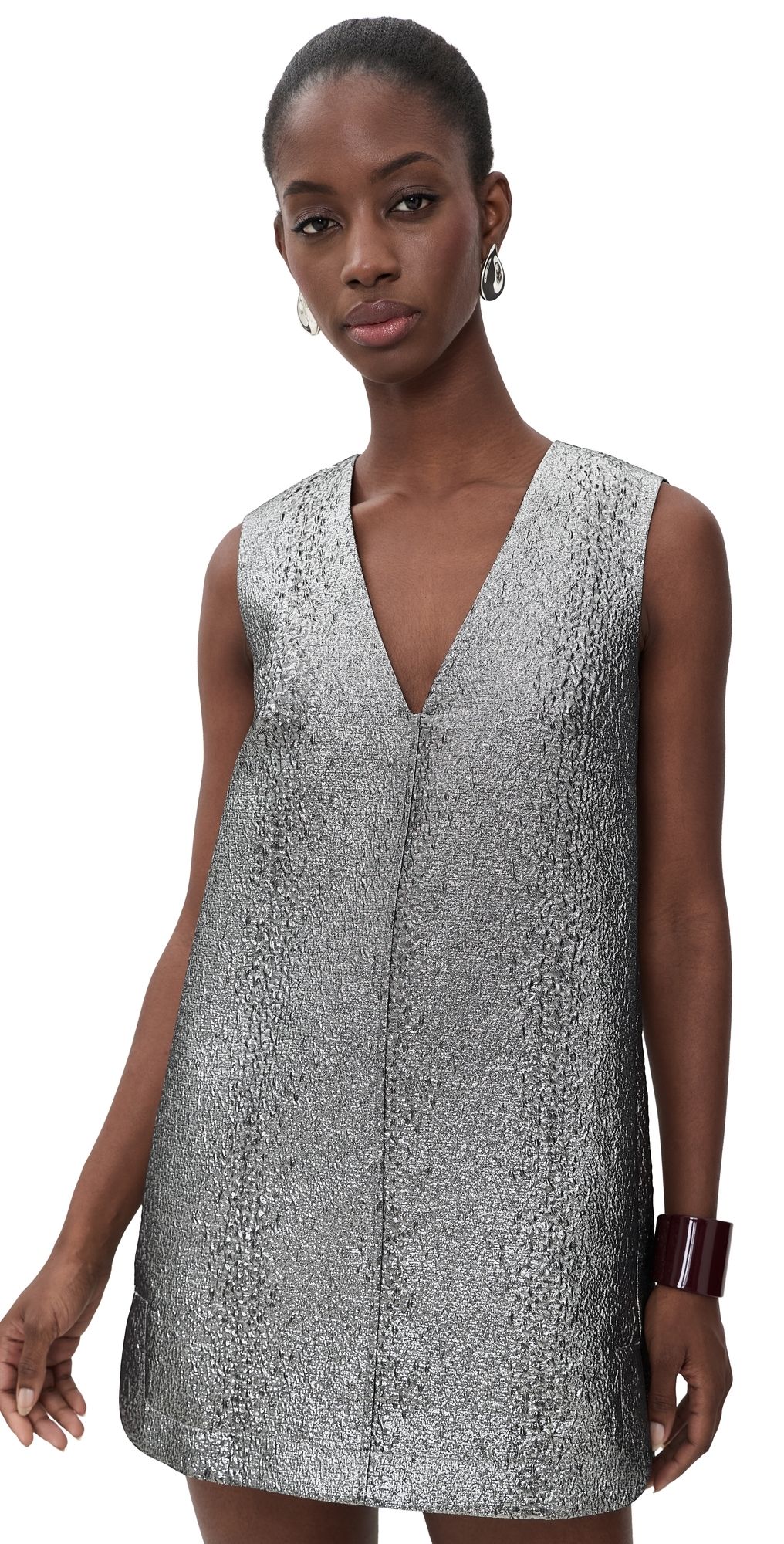 SIMONMILLER Fountain Metallic Mini Dress Pewter XS