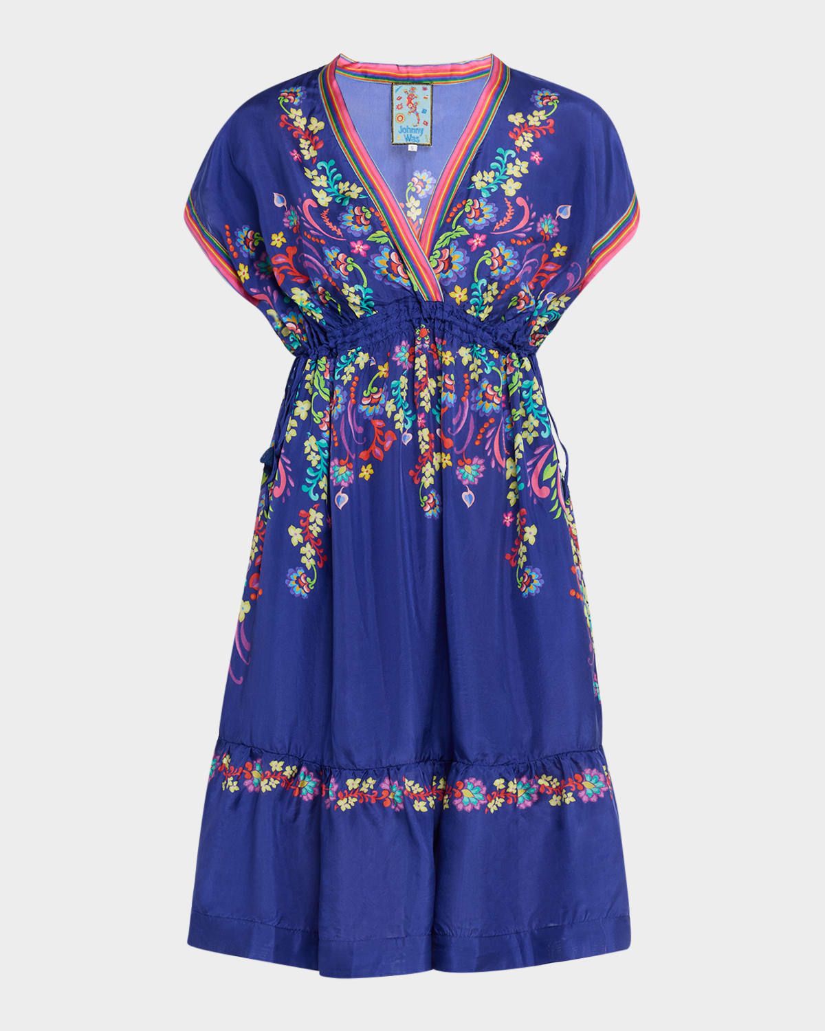 Ellis Flounce Floral-Print Silk Midi Dress