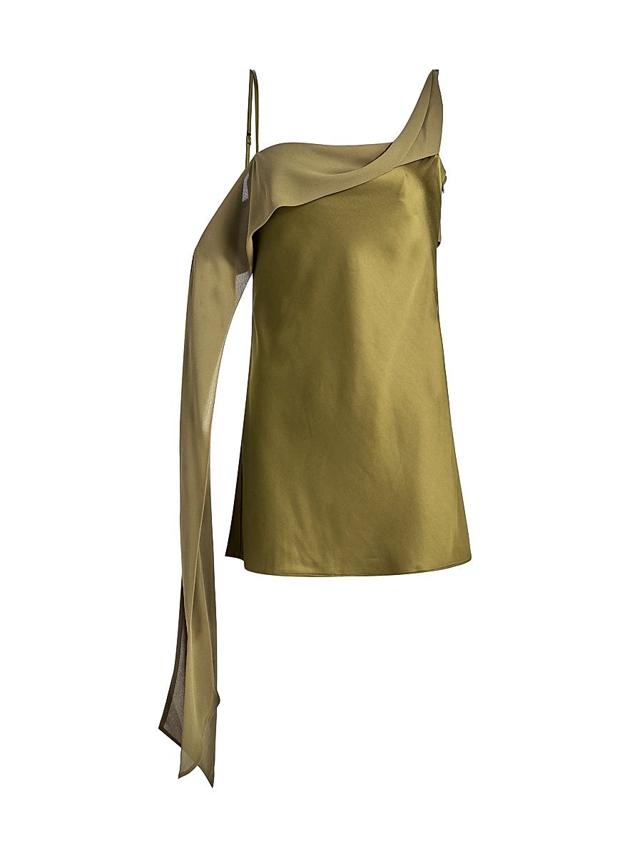 Women's Devlyn Draped Satin Minidress - Fern - Size 12