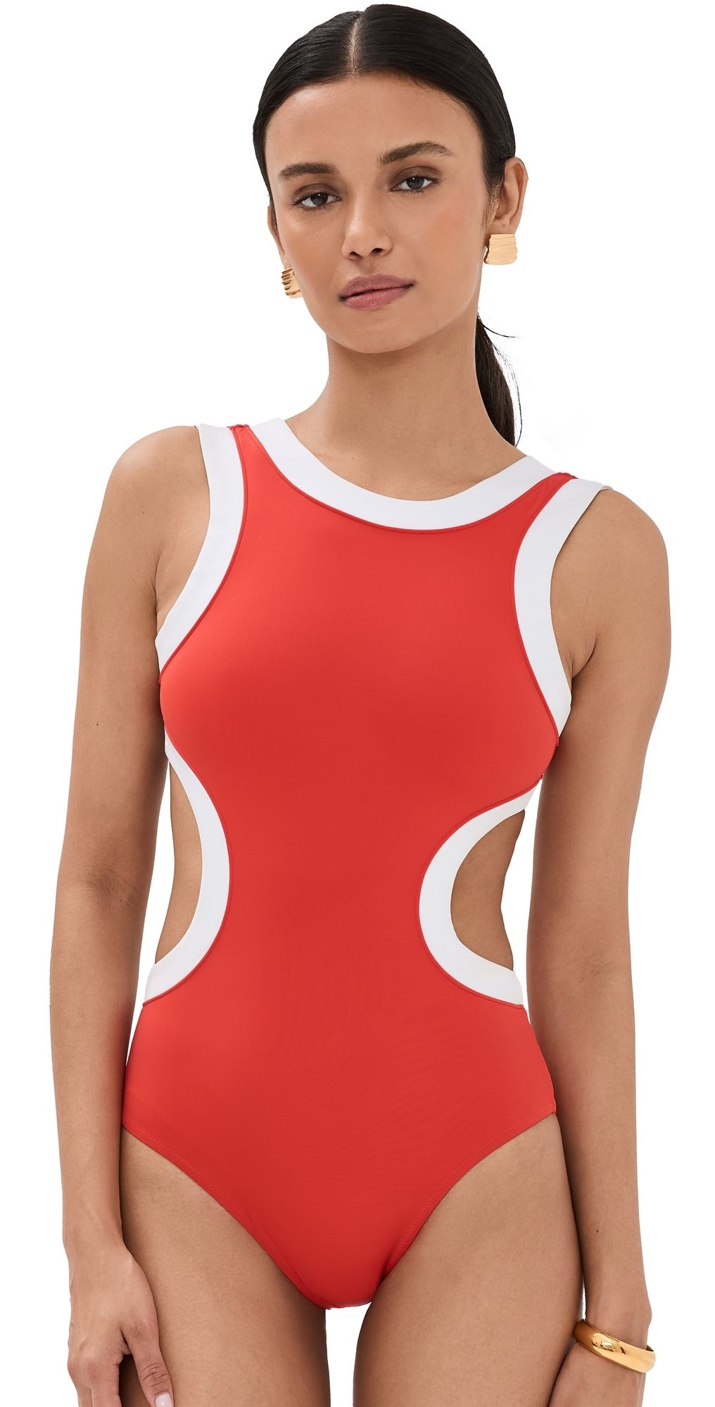 STAUD Dolce One Piece Red/White M