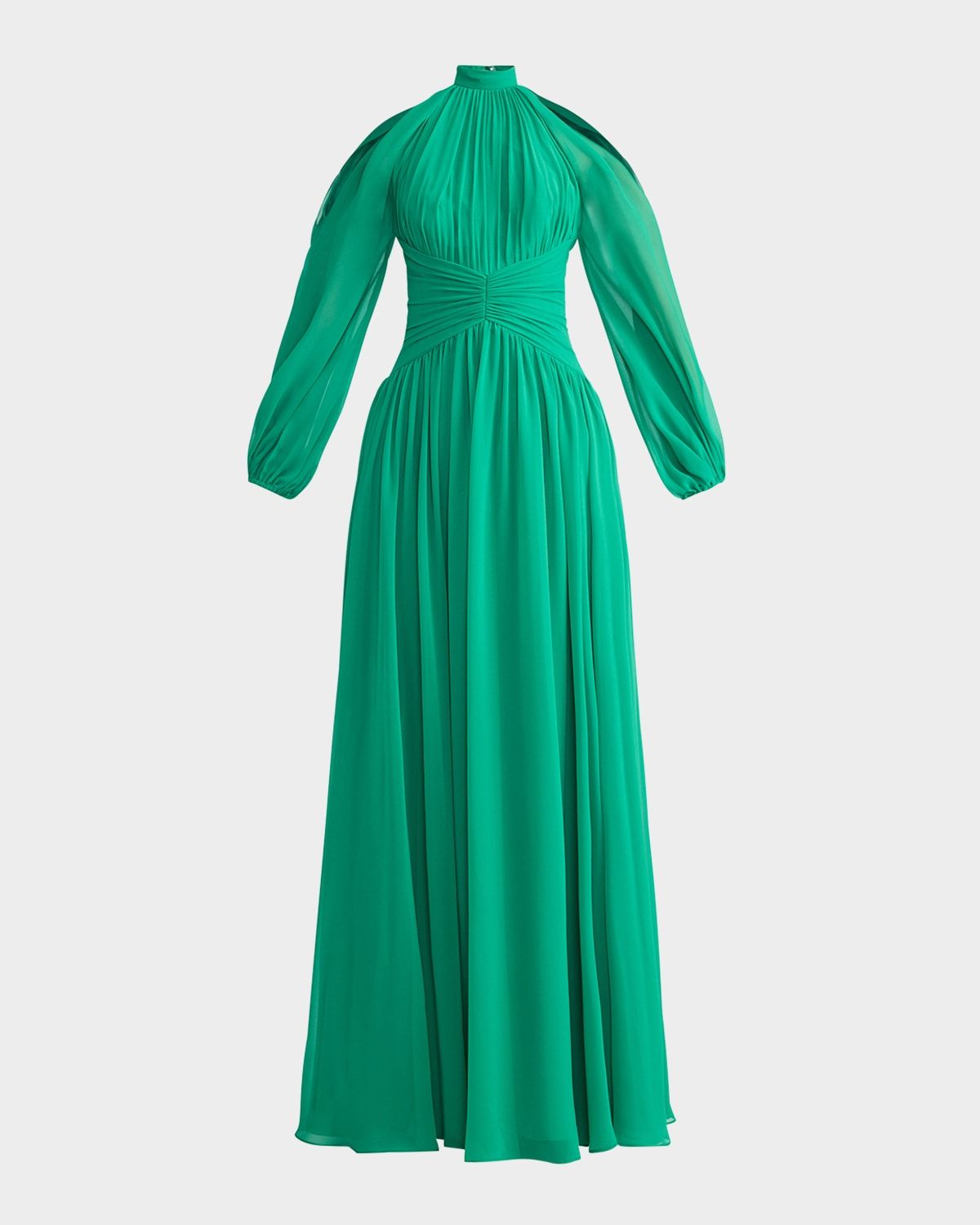 Wicked x Zac Posen Cold-Shoulder Chiffon Gown