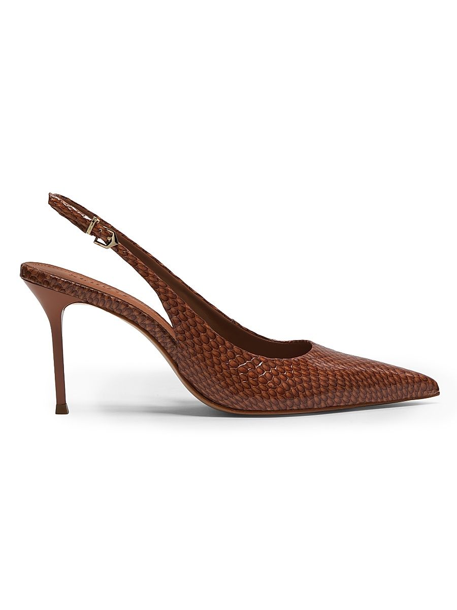 Women's Paola 90MM Snake-Embossed Leather Slingback Pumps - Miele - Size 10