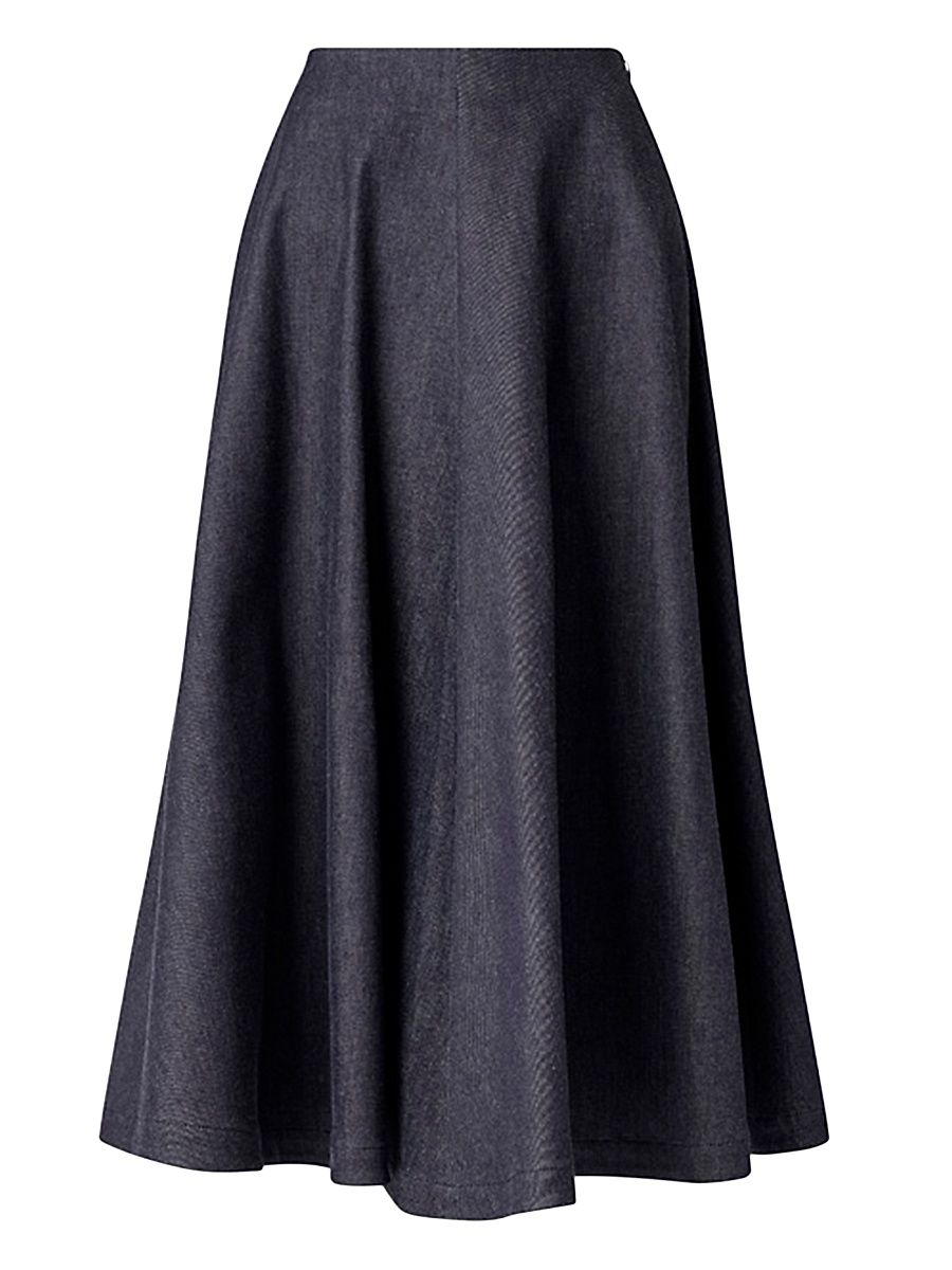 Women's Varda Cotton Faille Midi-Skirt - Berry Blue - Size 14