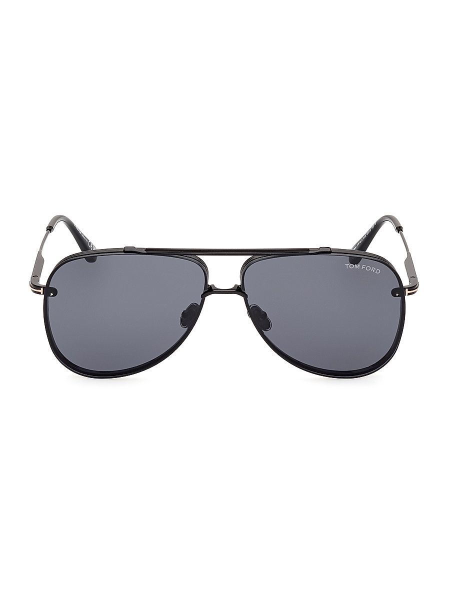Women's Leon 62MM Aviator Sunglasses - Shiny Black Smoke