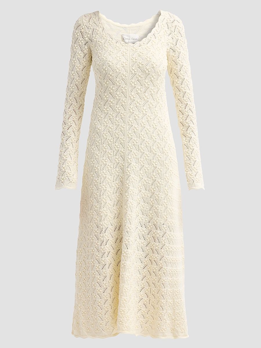 Women's Avril Pointelle Midi Dress - Ivory - Size XL