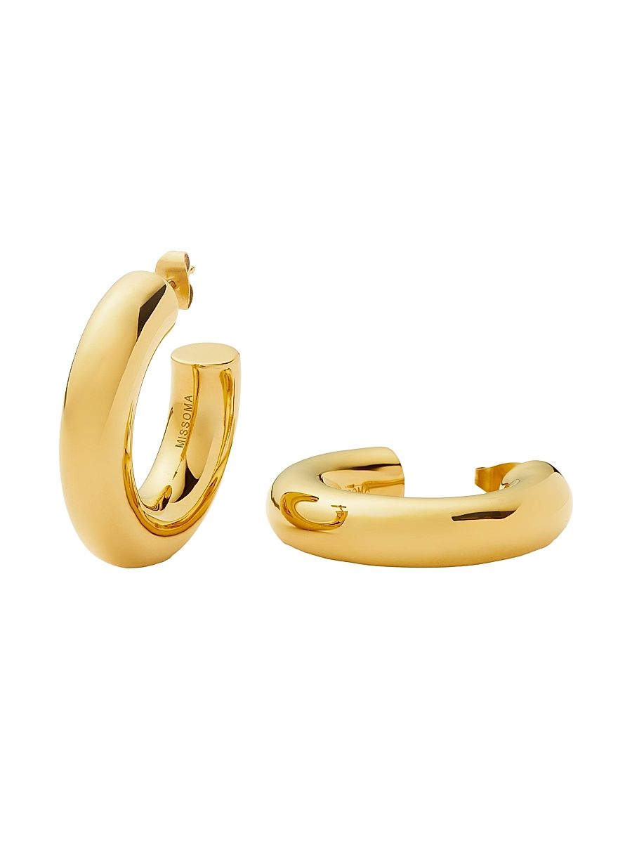 Women's Chubby 18K-Yellow-Gold Vermeil Small Hoop Earrings - Gold