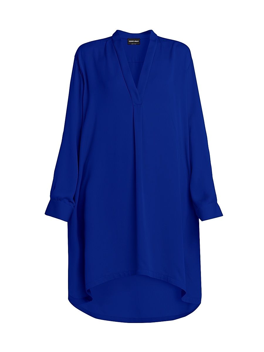 Women's Silk Georgette Tunic Blouse - Surf The Web - Size 14