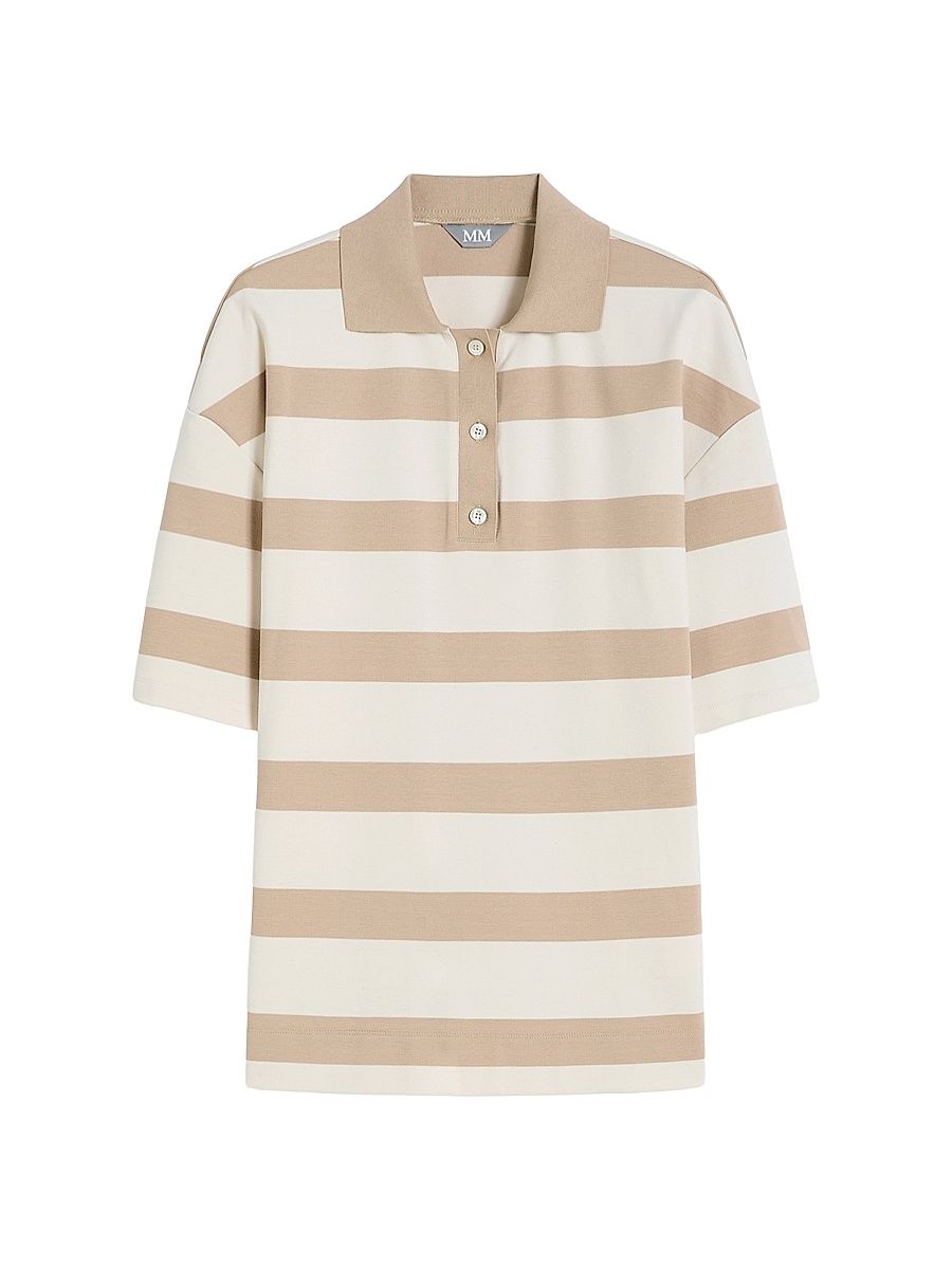 Women's Viscose Knit Polo Shirt - Ivory - Size XL