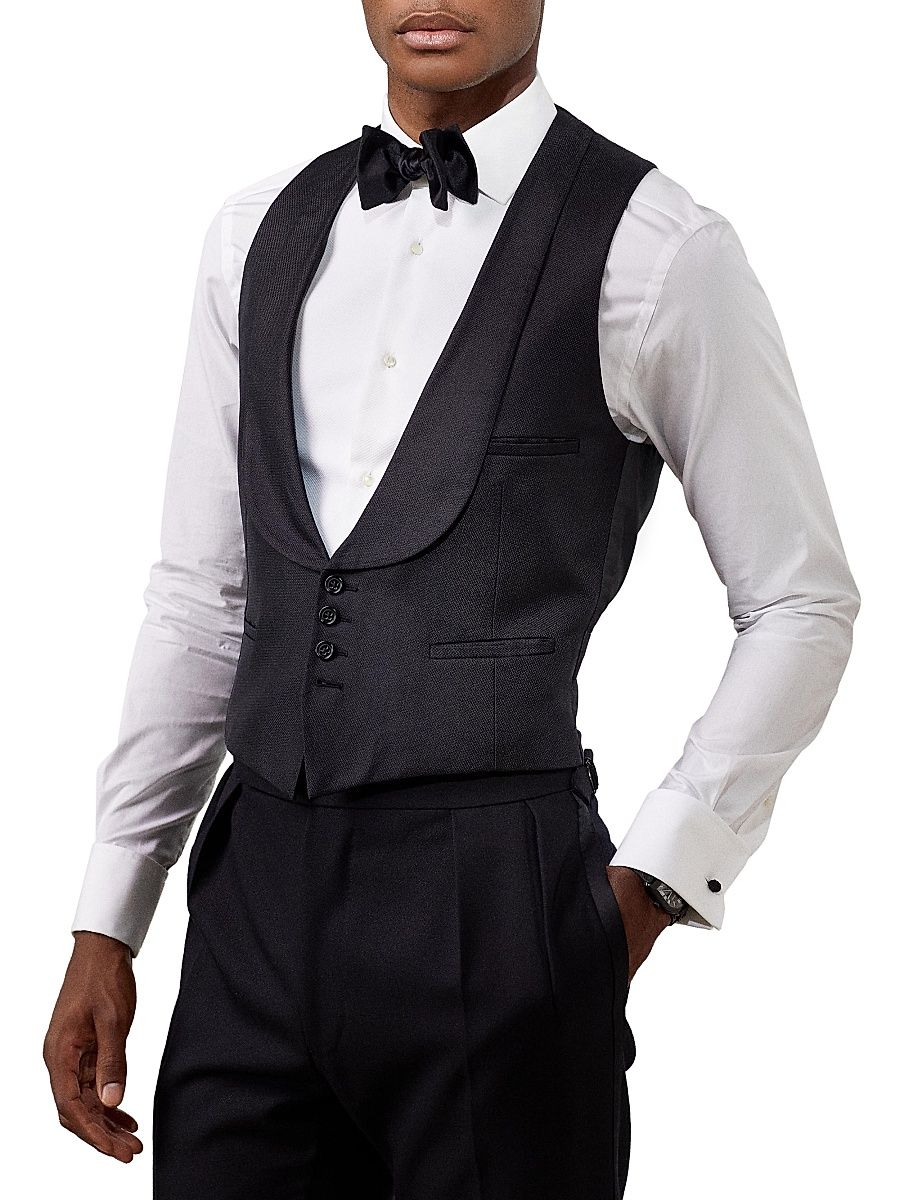 Men's Douglas Shawl-Collar Vest - Black - Size 36