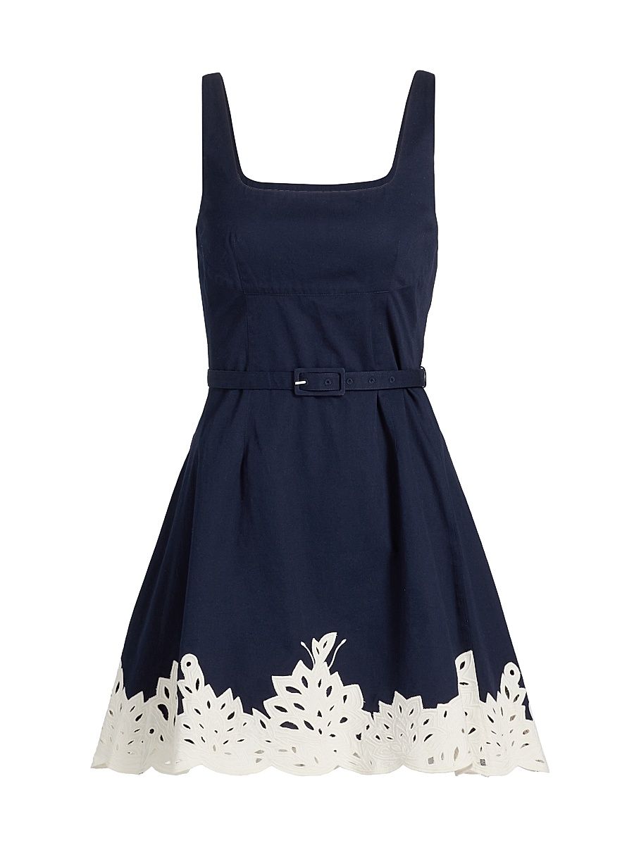 Women's Paige Cutwork Lace Cotton Minidress - Maritime Blue - Size 8