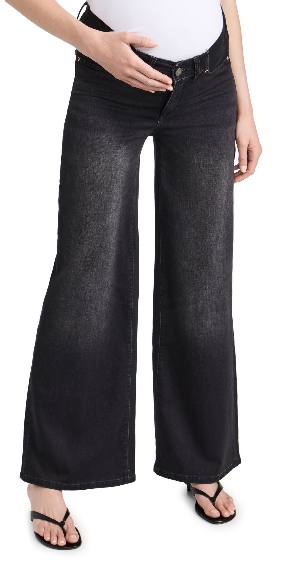 DL1961 Hepburn Wide Leg Maternity Jeans: High Rise 32 Dark Haze (Ultimate Knit) 27