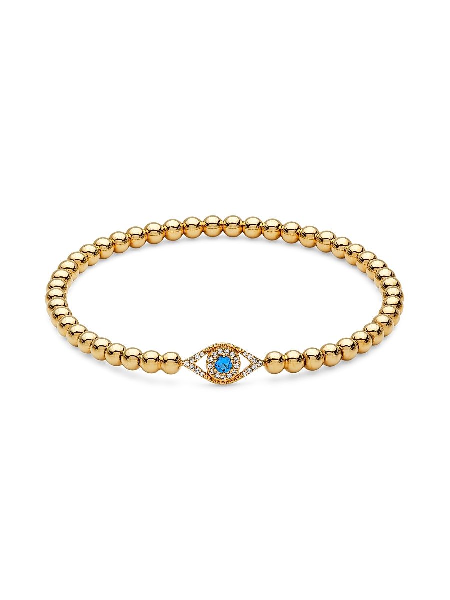 Women's 18K-Gold-Plated Sterling Silver Cubic Zirconia Evil Eye Bracelet - Gold